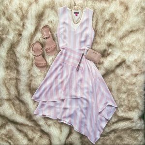 Vince Camuto Pink Striped Asymmetrical Dress